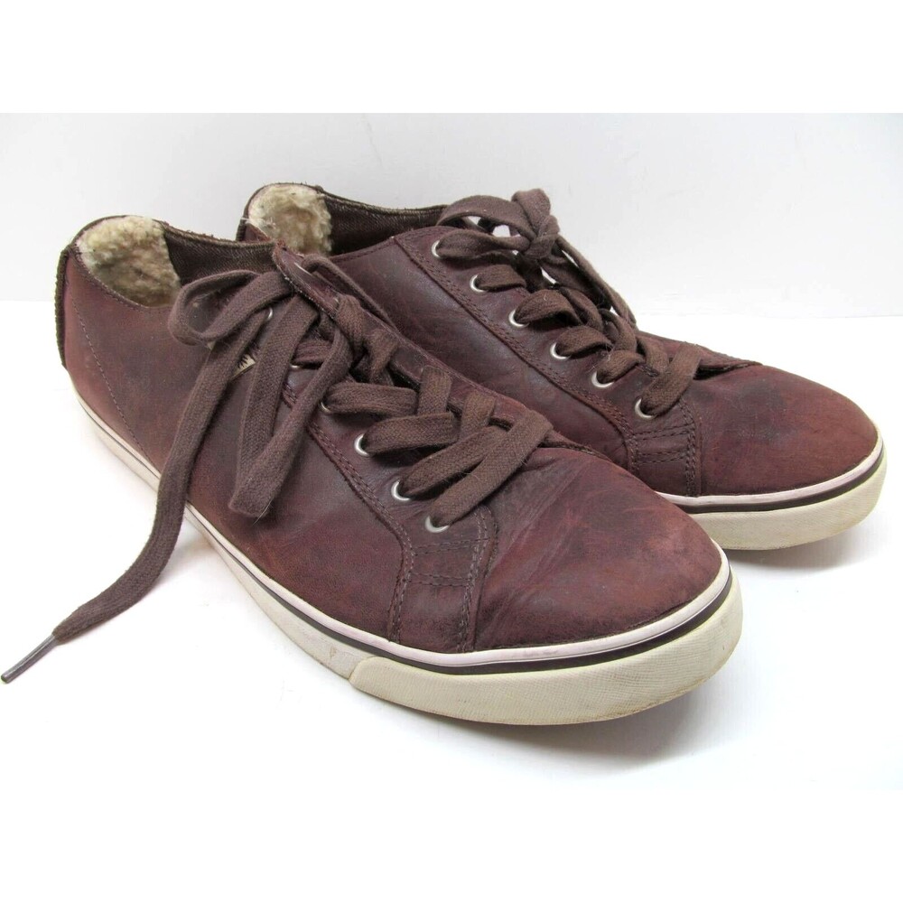 Ugg Brown Distressed Leather Sneakers mens size 12